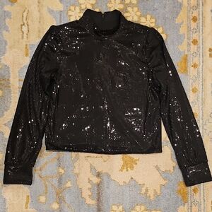 NWT Banana Republic Black Sequin Mock Turtleneck Size XS